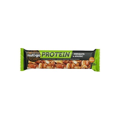 «Nut&Go», батончик Protein миндаль и арахис, 36 г (упаковка 18 шт)