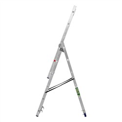 Лестница, 3 х 6 ступеней, алюминиевая, трехсекционная, Сибртех