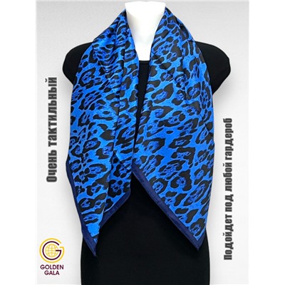 Платок утепленный Леопардовый Арт 3111/2 (яркий синий с темно-синей каймой)