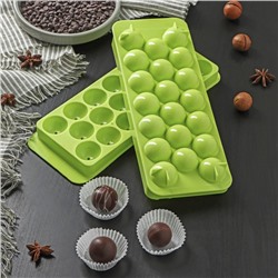 Форма для льда «Шар», 20 ячеек, пластик, голубая