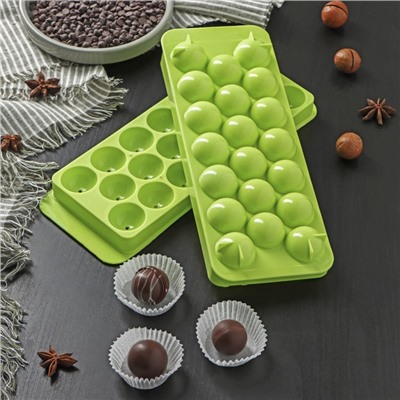 Форма для льда «Шар», 20 ячеек, пластик, голубая