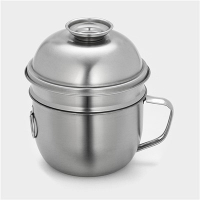 Набор посуды «Турист», 3 предмета: кружка 1.35 л, миска 650 мл, тарелка 300 мл, нержавеющая сталь, хромированный