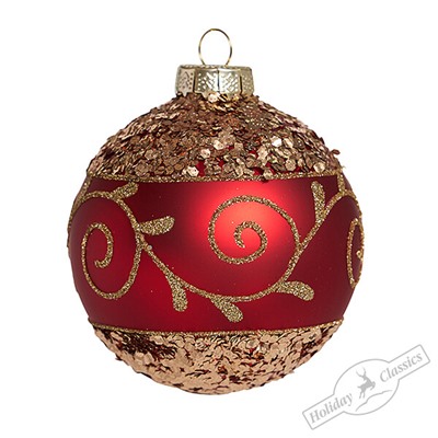 Шар "Новогодний карнавал" красно-золотой (стекло) 8 см