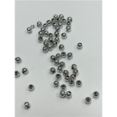 Бусины пластик "Серебро" набор 30 штук 3 мм