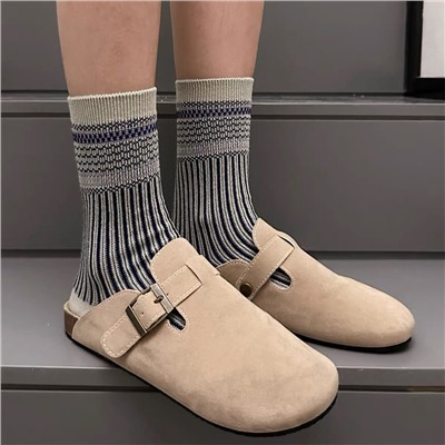 Cotton retro demi-season Japanese knee socks, internet celebrity, mid-length