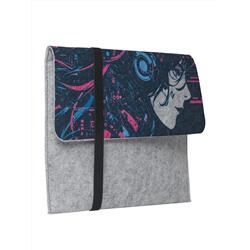 Папка А4 с клапаном, на резинке "Аниме @cyber_neon", фетр светло-серый, 32х24см