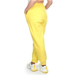 M047 YELLOW Брюки спортивные женские на флисе (100% хлопок) 7986