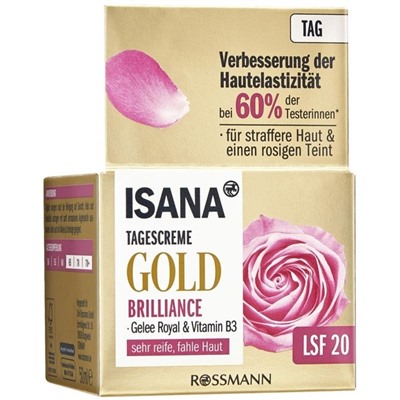 ISANA Gold Brilliance Tagescreme 50 ml Дневной крем для лиц улучшает эластичность кожи, 50 г