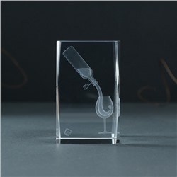 Фигурка стекло прямоугольник «Бокал и вино», 5×5×8 см