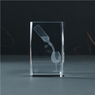 Фигурка стекло прямоугольник «Бокал и вино», 5×5×8 см