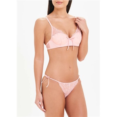 Side Tie Dotted Lace Thong