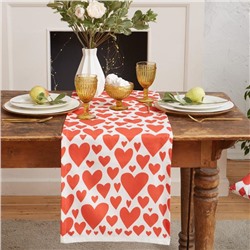 Дорожка на стол Этель Red hearts 40×149см, 100% хлопок, саржа 190 г/м², белая/красная