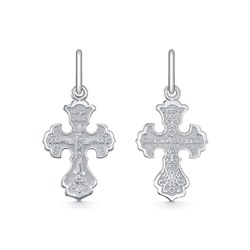 Крест из серебра литье белый