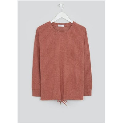 Soft Touch Ribbed Drawstring Sweatshirt