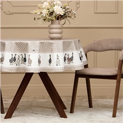 СКАТЕРТЬ  КРУГЛАЯ "FAMILY FARM" 150 СМ ,100% ХЛОПОК, КЛЕТКА,ТВИЛ, ПРОПИТКА