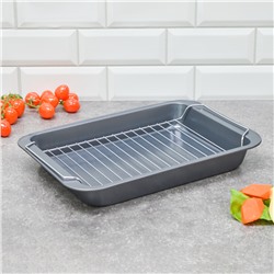 Противень с решеткой, 25,2*37,2*5,5см, 544гр, NN16413-01