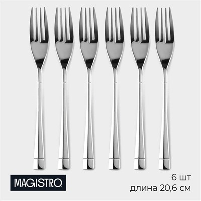 Набор вилок столовых Magistro «Виконт», длина 20.6 см, 6 шт., нержавеющая сталь, серебристый