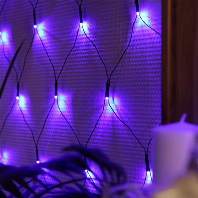 Гирлянда «Сеть» 1.6 × 1.6 м, IP20, тёмная нить, 144 LED, 8 режимов, 220 В, свечение синее