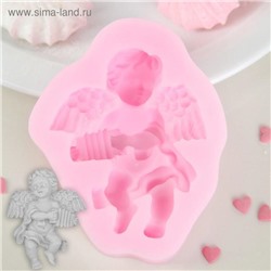 Молд для заливки Доляна «Ангел с гармошкой», силикон, 9×7.4×2 см, розовый