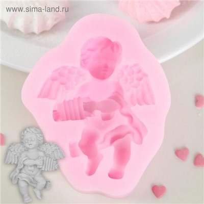 Молд для заливки Доляна «Ангел с гармошкой», силикон, 9×7.4×2 см, розовый