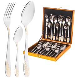 НАБОР СТОЛОВЫХ ПРИБОРОВ AGNESS НА 6 ПЕРСОН 18 ПР.В ДЕРЕВЯННОМ КЕЙСЕ