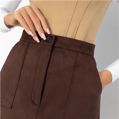 Юбка из замши с разрезом, Откровенно шикарная (шоколадный мусс)