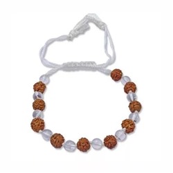 Браслет из Рудракши и Кварца, Rudraksha Crystal Sphatik Bracelet, произв. Kalyan Puja