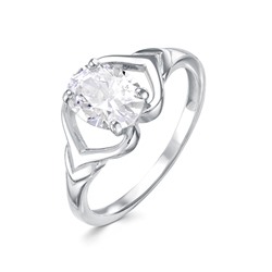 Кольцо с фианитом родированное серебро 925*