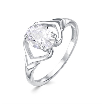 Кольцо с фианитом родированное серебро 925*