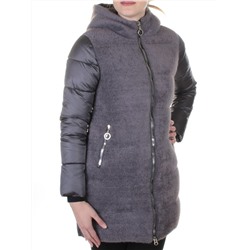 3010 GRAY Пальто женское с ангорой QiHongYun
