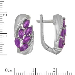 Серьги 'Веточка' с аметистами и и фианитами ТГСК.774АМ2.16