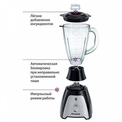 Блендер стационарный 650 Вт, 1,5 л АКСИНЬЯ КС-310С черный