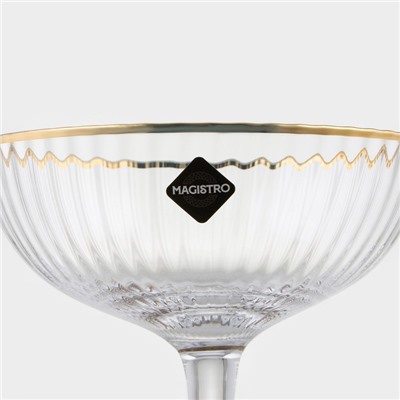 Креманка Magistro «Орион», 350 мл, 11.1×12.5 см, с золотой отводкой, стекло, прозрачная