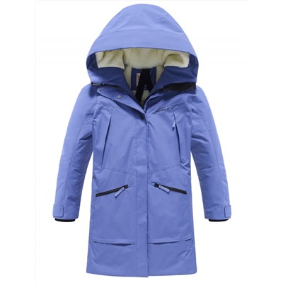 Парка зимняя женская с капюшоном василькового цвета 9538-1Vs