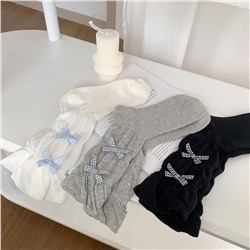 Brand colored hair band with bow, cute socks, South Korea, mid-length, Lolita style