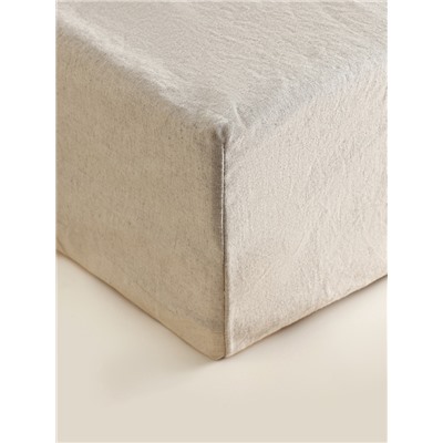 Простыня на резинке SL Home Linen collection 140*200+30 см , цв.бежевый, лён30%/хлопок70%