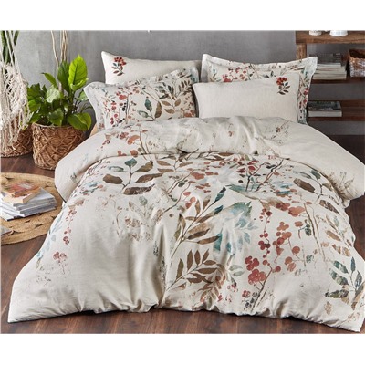2 сп. Евро Комплект Постельного Белья Cotton Saten Duru Yeşil Çift  - EcoCotton