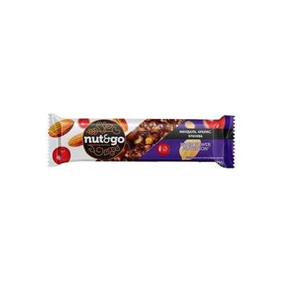«Nut&Go», батончик Миндаль, арахис, клюква, 50 г (упаковка 18 шт)