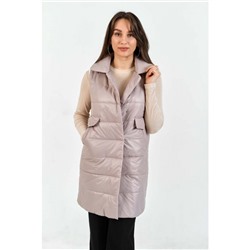 Утепленный жилет с отложным воротником, цвет-бежевый