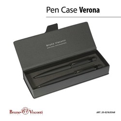 Набор BrunoVisconti VERONA: ручка шариковая поворотная 1.0 мм + карандаш механический 0.7 мм, металлический корпус Soft Touch чёрный, в футляре