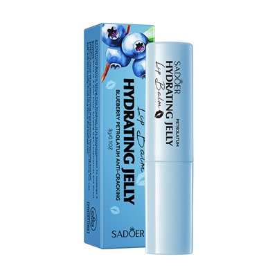 Бальзам для губ против трещин с вазелином и черничным ароматом Sadoer Lip Balm blueberry petrolatum anti-cracking, 3 гр