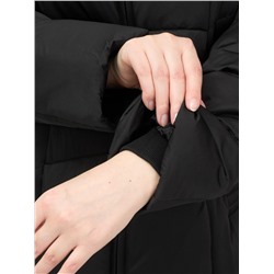 Пальто зимнее утепленное с капюшоном женское черного цвета 7702Ch