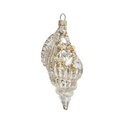 Ракушка Турителла серебряная винтаж (стекло) 5х5х12 см