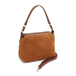 Сумка женская натуральная замша ADEL-304-690/3в (отделка ИСК/КОЖА),  2 отд/плеч рем,  коричневая mpl 265665