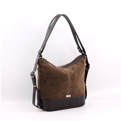 Сумка 1059 эко-замша шоколад РЮКЗАК-"ТРАНСФОРМЕР"