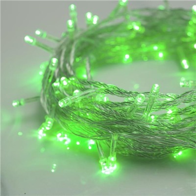УЦЕНКА Гирлянда «Нить», 10 м, IP20, серебристая нить, 100 LED, 220 В, 8 режимов, свечение зелёное
