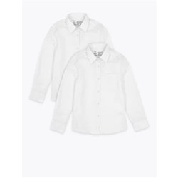 2pk Girls' Slim Fit Pure Cotton School Shirts (2-18 Yrs)