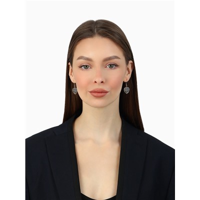 Серьги металл «Любовь» древо в сердце, цвет чернёное серебро