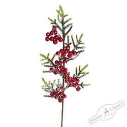 Ветка еловая с гроздьями красных ягод, 55 см