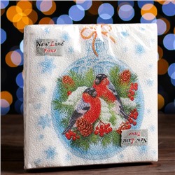 Салфетки новогодние бумажные «Зимние птички», 33×33 см, 2 слоя 20 шт.